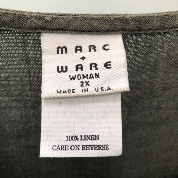 🎉2HP🎉 MARC+WARE Woman 100% Linen A-Line Maxi Dress Olive Green Vintage Plus 2X - Picture 10 of 11